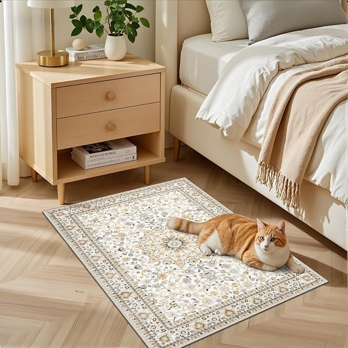 2x3 Area Rugs Living Room: Washable Vintage Rug - Image 3