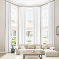 White 100% Blackout Linen Curtains 52 Inch Wide by 142 Inch by Guken