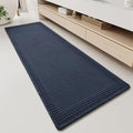 RESARE Waffle Bathroom Runner Rugs, Non Slip Boho Bath Mat 24"x60" Navy | Long by Resare