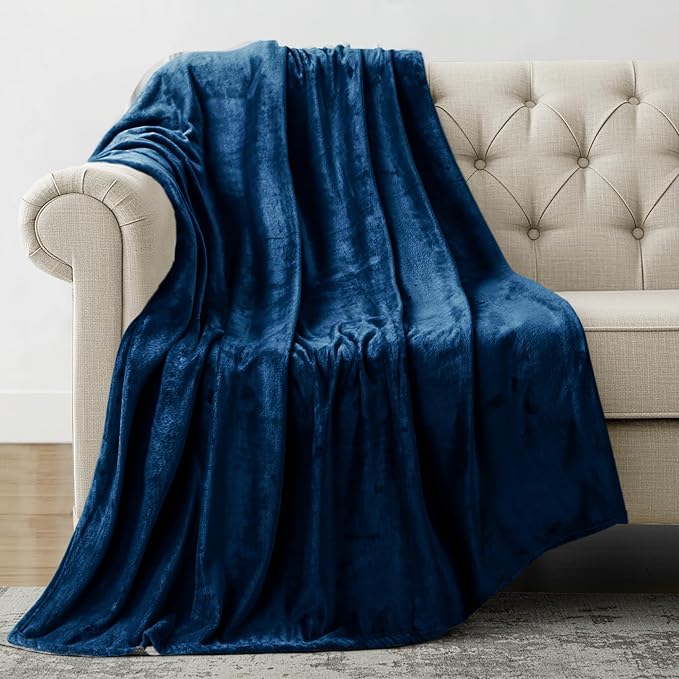 Utopia Bedding Fleece Blanket Throw XL Size Navy 300GSM Luxury Anti-Static by UTOPIABEDDING