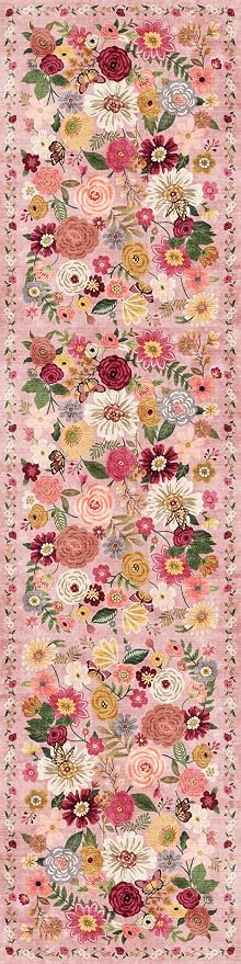Pink Floral Hallway Runner Rug 3x7 - Image 3