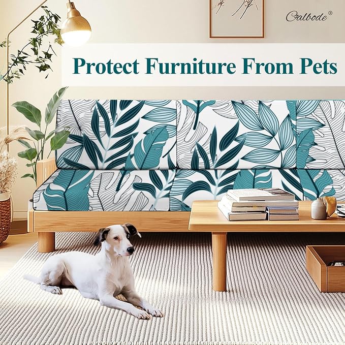 CALBODE 12Pcs Stretch Patio Cushion Cover Outdoor Cushion Cover Replacement - Image 5