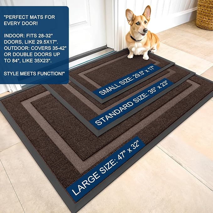 OLANLY Front Door Mat Outside 35x23, All-Season Heavy-Duty Rubber Doormat | - Image 3