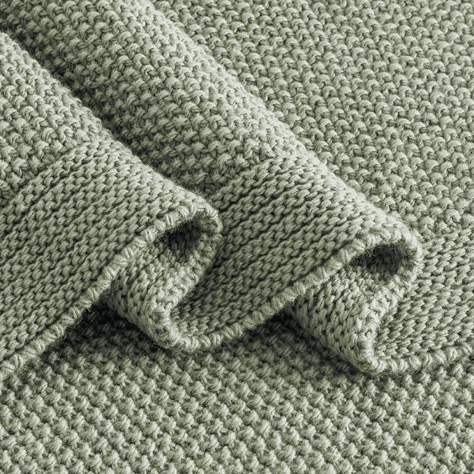 CozeCube Sage Green Seed Stitch Throw Blanket 60"x80", Farmhouse Decor | Blanket - Image 8