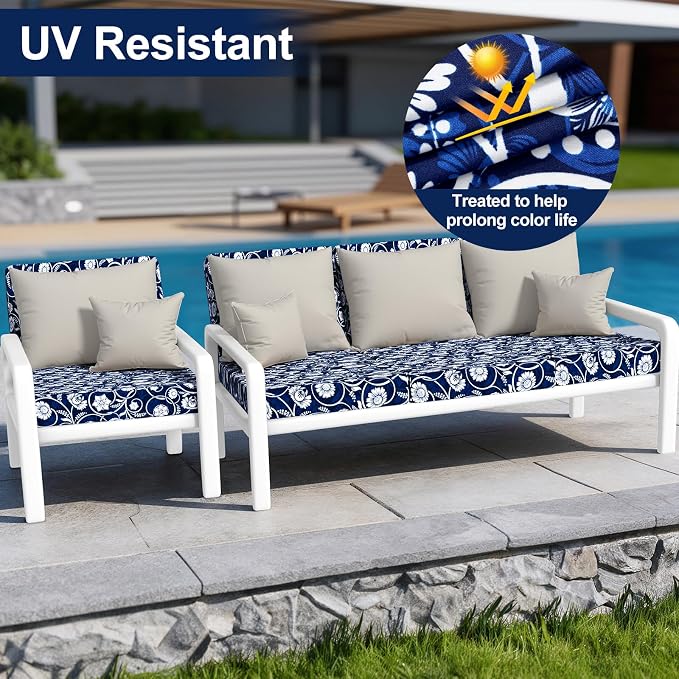 Smiry Waterproof Patio Cushion Covers, Stretch Outdoor Furniture Covers | Couch - Image 3