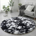 Amdrebio Black White Grey Round Circle Area Rug 4Ft by Amdrebio