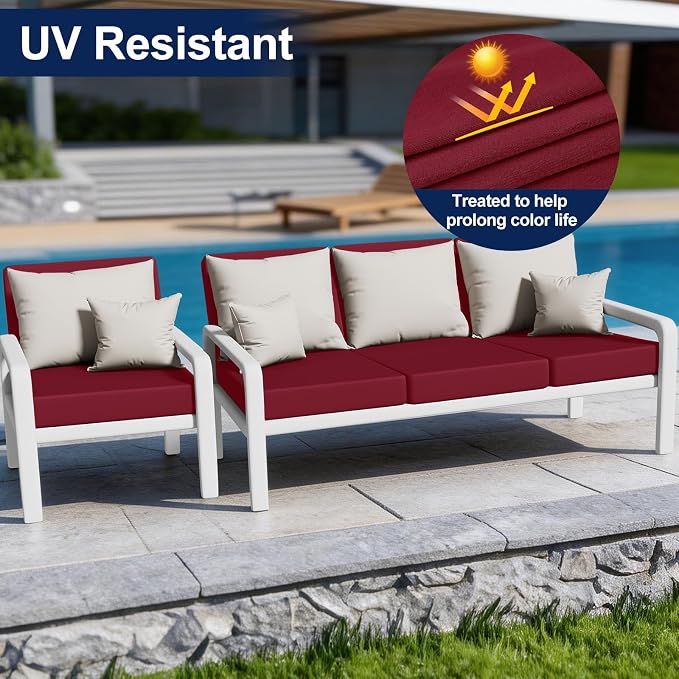 Smiry Waterproof Patio Cushion Covers, Stretch Outdoor Furniture Covers | Couch - Image 3