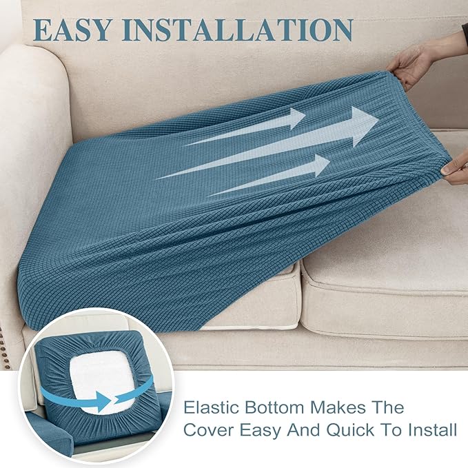 LA MEACK Couch Cushion Cover Chaise Lounge Cover Washable Separate Seat Chaise - Image 5