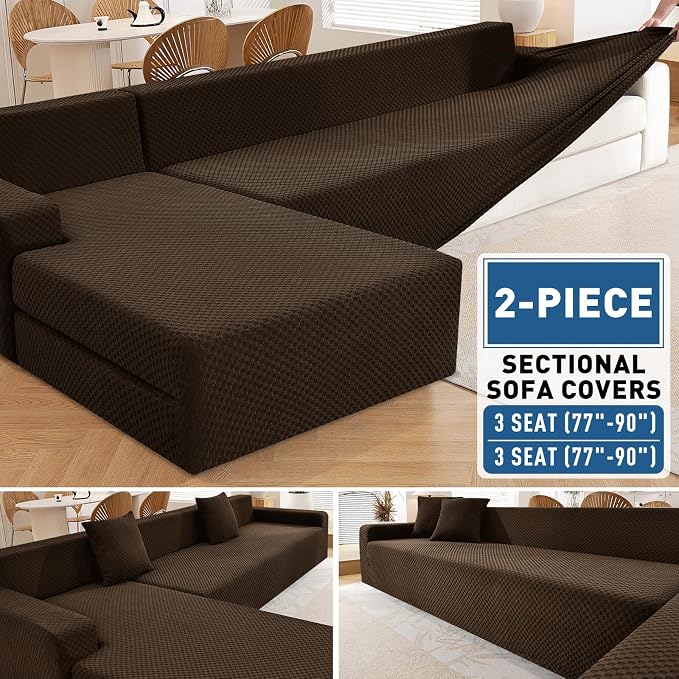 ZNSAYOTX Sectional Couch Covers, Stretch Jacquard Slipcovers - Image 4