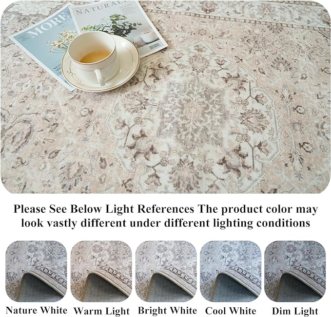 Washable 4x12 Wide Hallway Runners: 12ft Vintage Soft Runner Rug - Image 3