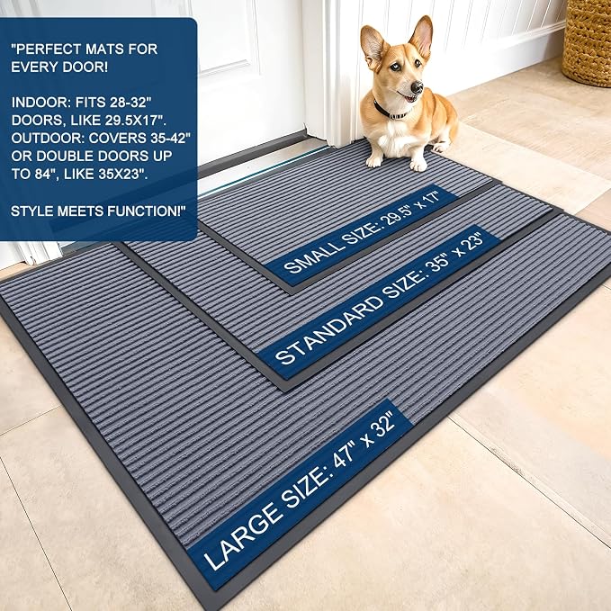 OLANLY Front Door Mat 33x21, Waterproof Heavy-Duty Indoor Outdoor Doormat | Ash - Image 2