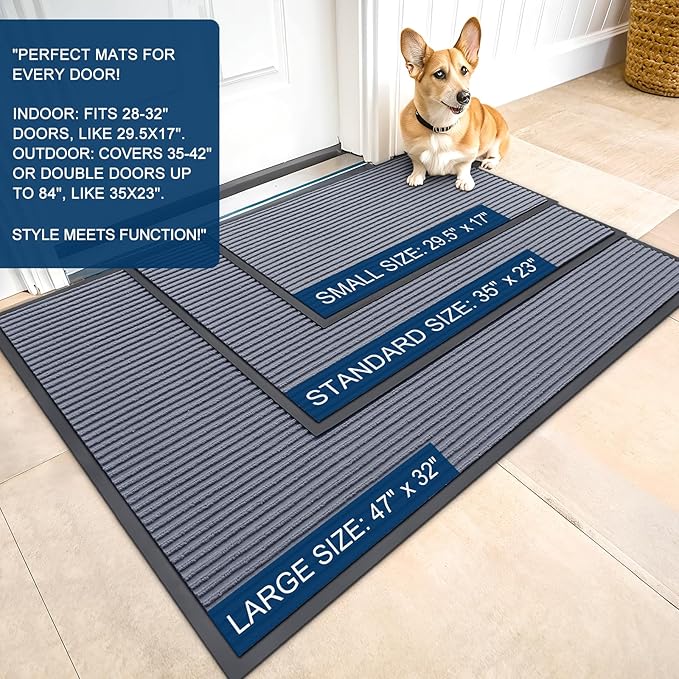 OLANLY Front Door Mat 59x40, Waterproof Heavy-Duty Indoor Outdoor Doormat | Ash - Image 2