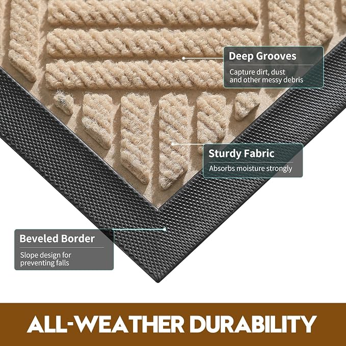 Front Door Mat, Heavy Duty Waterproof Doormat 47.5"x35.5", Stain Fade Resistant - Image 2