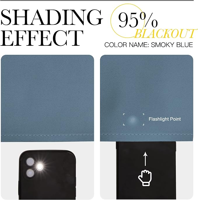 NICETOWN Smoky Blue Blackout Curtains 90 inches Length - Image 4