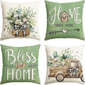 AVOIN colorlife Bless Our Home Farmhouse Eucalyptus Leaves Throw Pillow Covers by AVOINcolorlife
