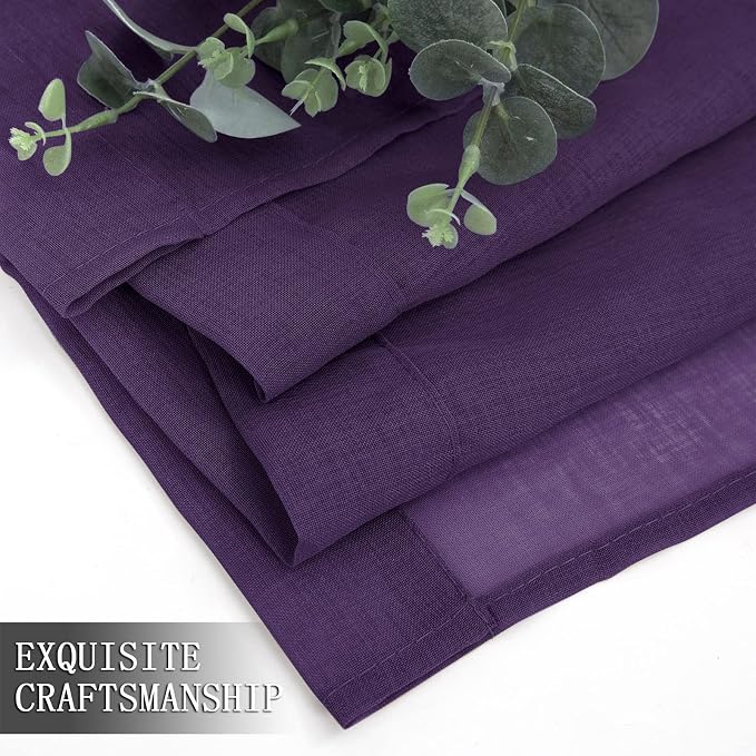 Tollpiz Sheer Tier Curtain Linen Textured Half Kitchen Curtains Sheer Light - Image 7