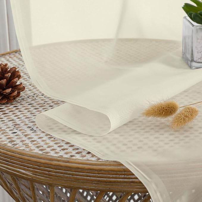 Cream Sheer Curtains 120 Inches Long 2 Panels Set, Airy Lightweight Sheer Cream - Image 5