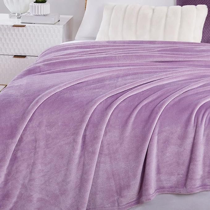 Walensee Fleece Blanket Plush Throw Fuzzy Lightweight (Queen Size 90x90 Lilac) Super Soft Microfiber Flannel Blankets for Couch, Bed, Sofa Ultra Luxurious Warm and Cozy for All Seasons