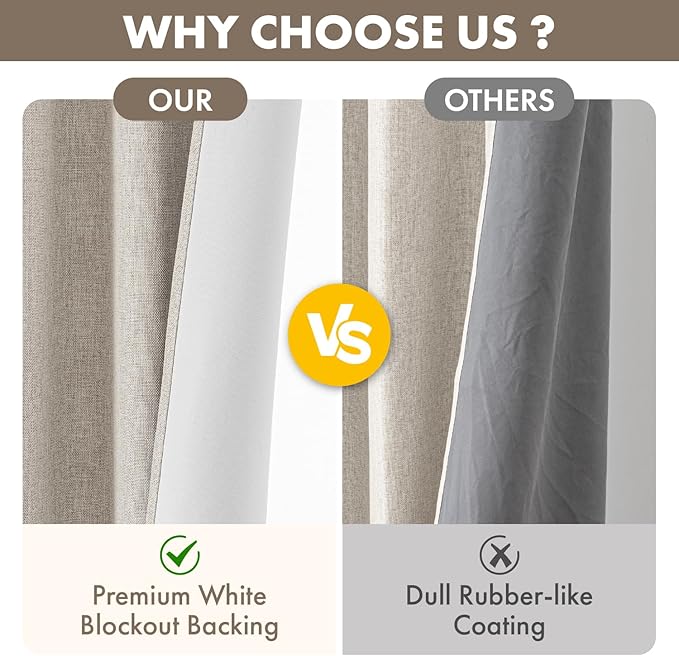 MIULEE 100% Blackout Linen Curtains - Image 4