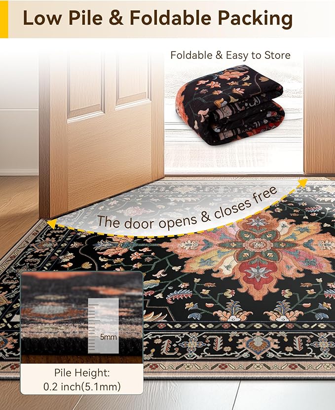 RELEANY Washable Area Rug, Small 2'x4', Water Repellent, Pet Friendly, Vintage - Image 5