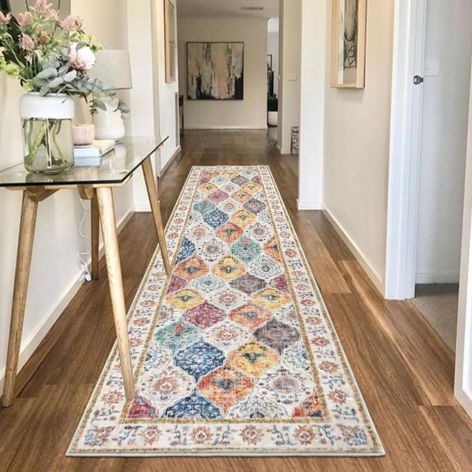 HEBE Hallway Runner Rug 2'8''x8', Washable Non Slip Kitchen Rug Runner | Soft - Image 6