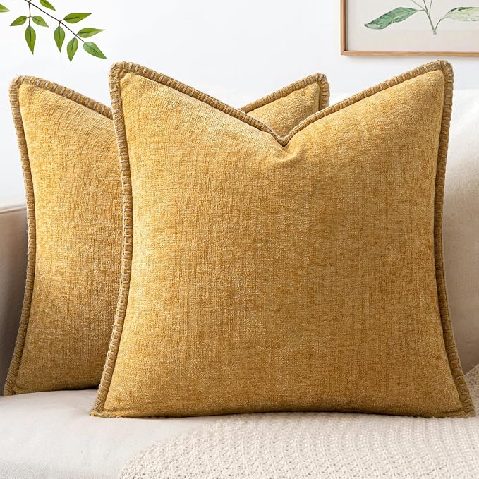 MIULEE Decorative Couch Throw Pillow Covers 16x16 Inch Gold 2 Pack | Mustard by MIULEE