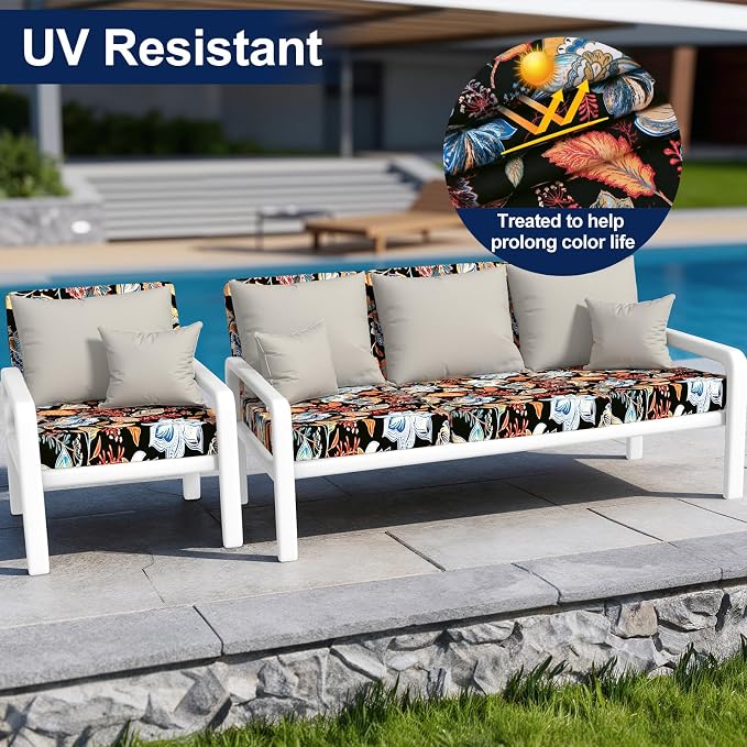 Smiry Waterproof Patio Cushion Covers, Stretch Outdoor Furniture Covers | Couch - Image 3