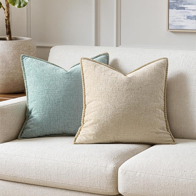 MIULEE Decorative Couch Throw Pillow Covers 18x18 Inch Beige 2 Pack | Neutral - Image 4
