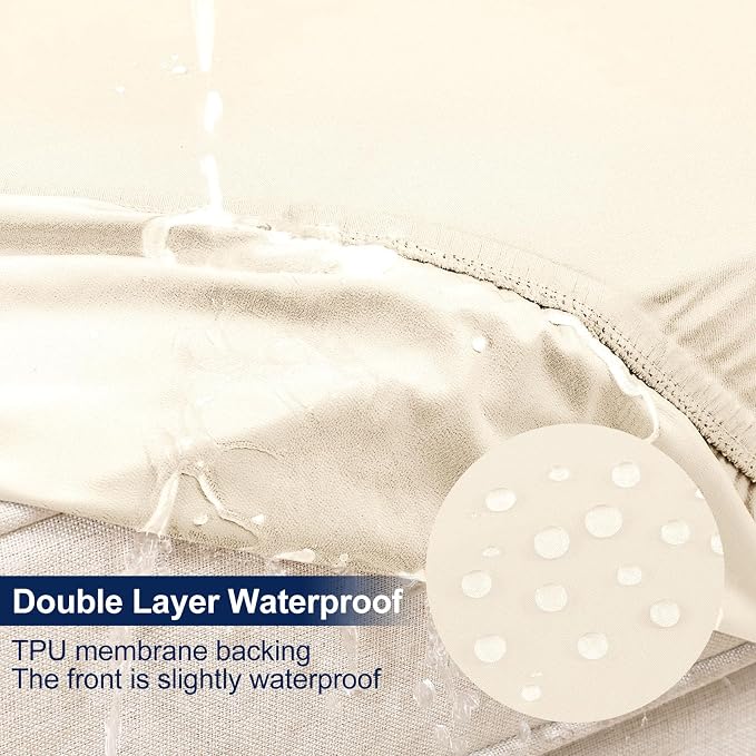 Smiry Waterproof Patio Cushion Covers, Stretch Outdoor Furniture Covers | Couch - Image 2