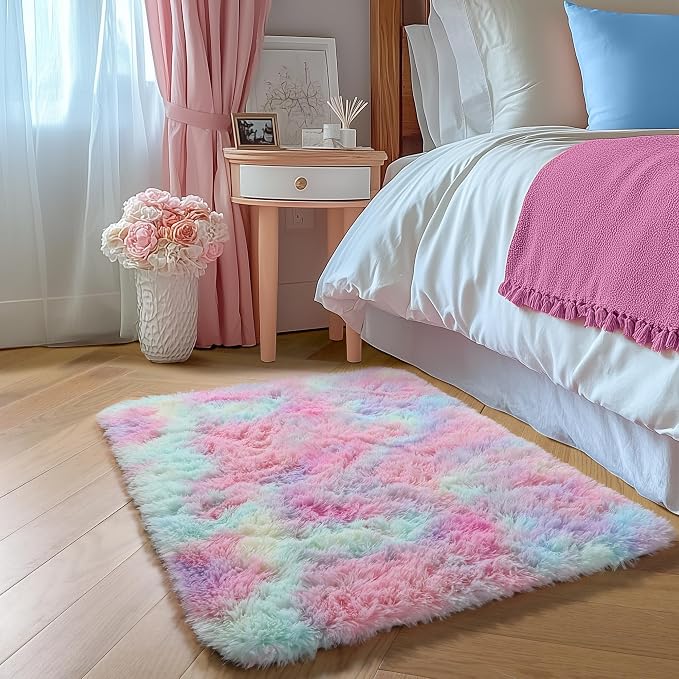 Amdrebio Rainbow Unicorn Pastel Small Mini Area Rug 2x3 - Image 4