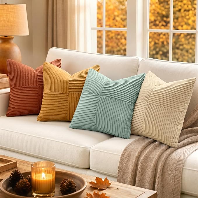 MIULEE Fall Teal Orange Decorative Throw Pillow Covers 18x18 Inch Set of 4 Boho - Image 3