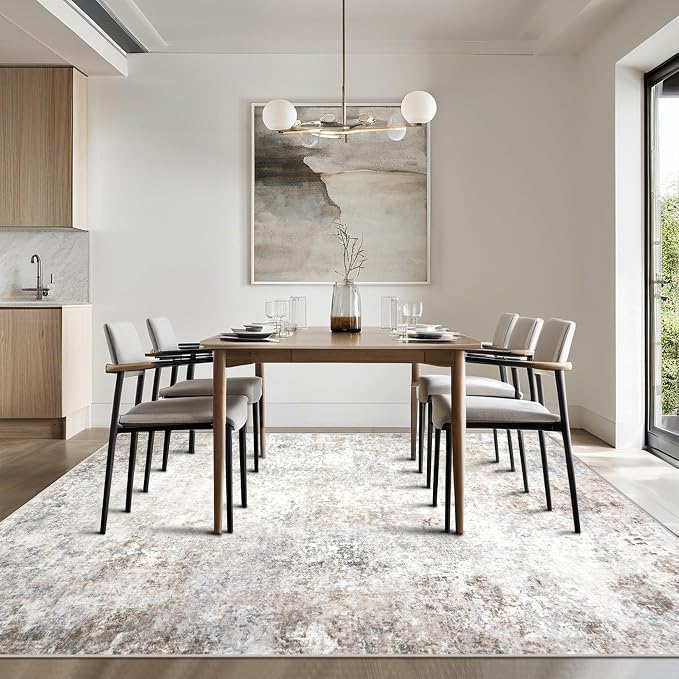 Beige Grey Washable Rugs 6x9 Area Rugs - Image 9