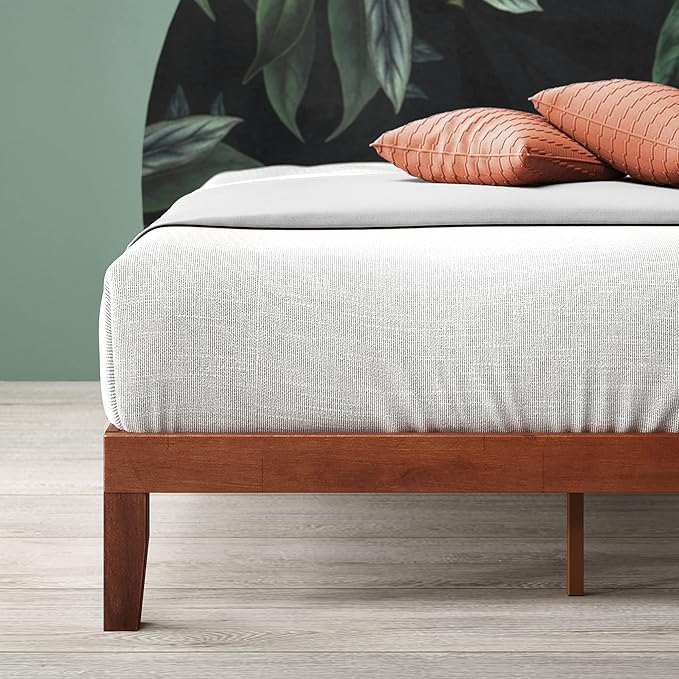 ZINUS Wen Wood Platform Bed Frame, Solid Wood Foundation, Wood Slat Support, No Box Spring Needed, Easy Assembly, Cherry, Full