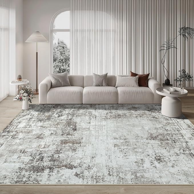 9x12 Area Rugs for Living Room Bedroom Dining Room Washable Brown Grey | Soft - Image 8