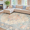 RELEANY Washable Area Rug, Water Repellent, Pet Friendly, Vintage Floral Boho by RELEANY