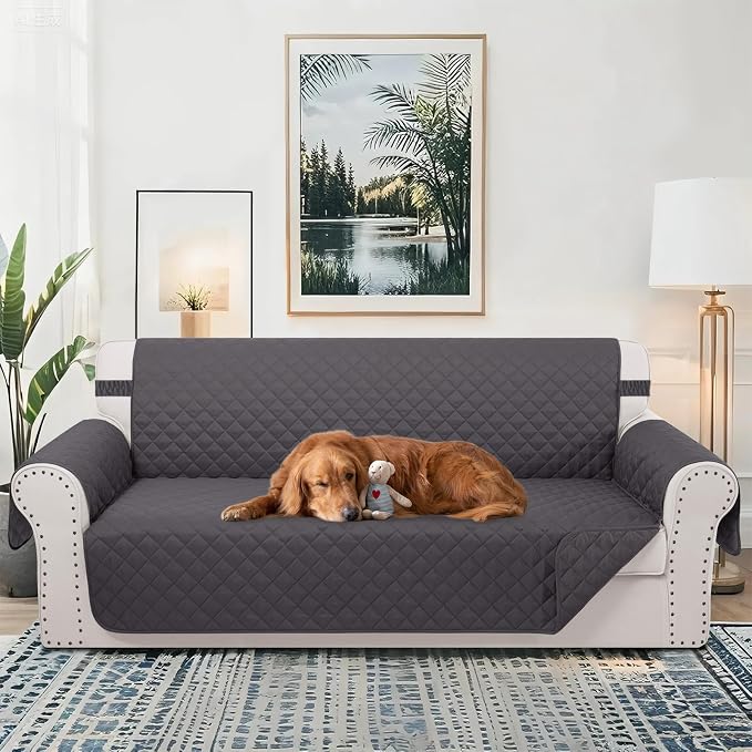 Reversible 4 Seater Sofa Cover 91" Large, Dark Grey | Couch Cover Furniture - Image 2