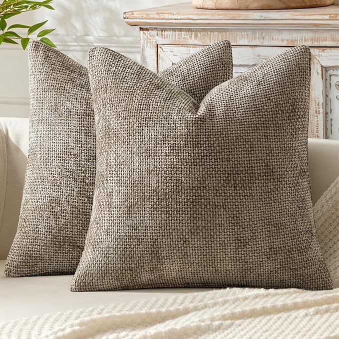 MIULEE Decorative Couch Throw Pillow Covers 20x20 Inch Neutral Khaki 2 Pack | by MIULEE