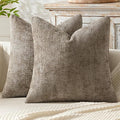 MIULEE Decorative Neutral Khaki Euro Sham Pillow Covers 24x24 Inch 2 Pack | by MIULEE