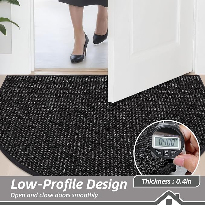 BEQHAUSE Dirt Trapper Door Mat 17" x 30" Half Circle Non Slip Rugs, Absorbent - Image 5