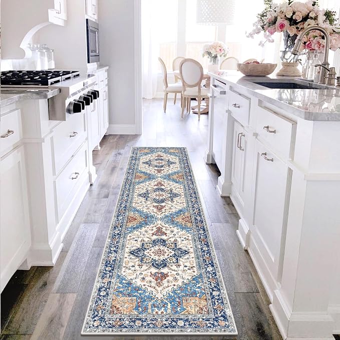 Yamaziot Washable Runner Rug, 2x8 Non-Slip Boho Vintage Hallway Kitchen Rug | - Image 8