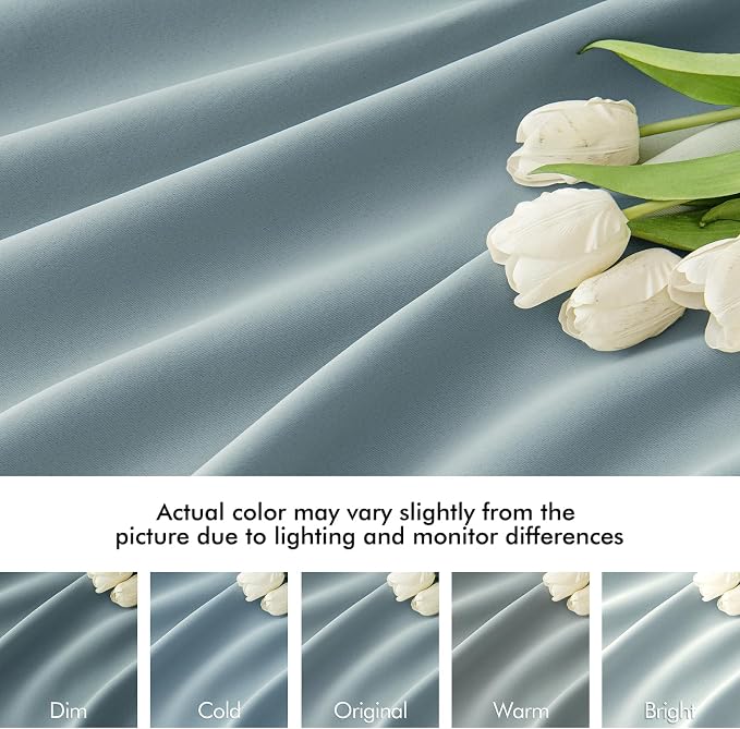 MIULEE Slate Blue Back Tab Blackout Curtains 52x96 Inch Long 2 Panels Set | Rod - Image 8