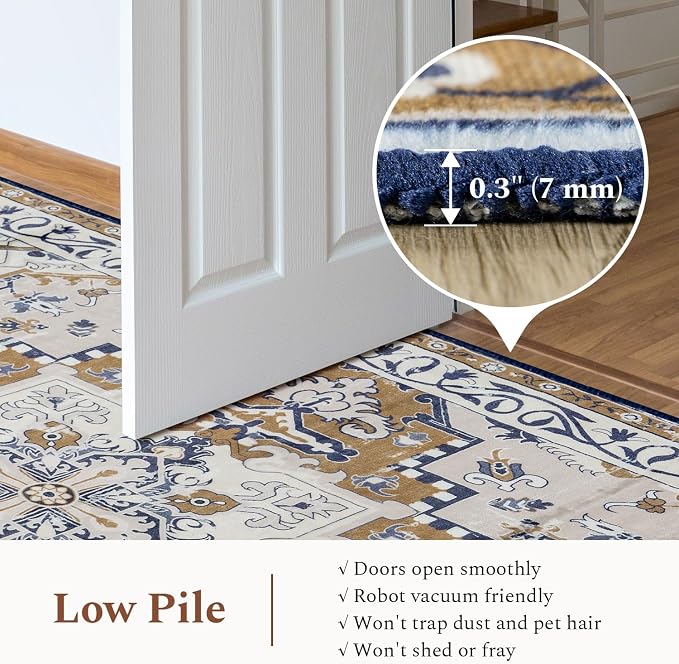 Rugflix 9x12 Area Rugs for Living Room, Washable Light Brown Large Rug | - Image 4