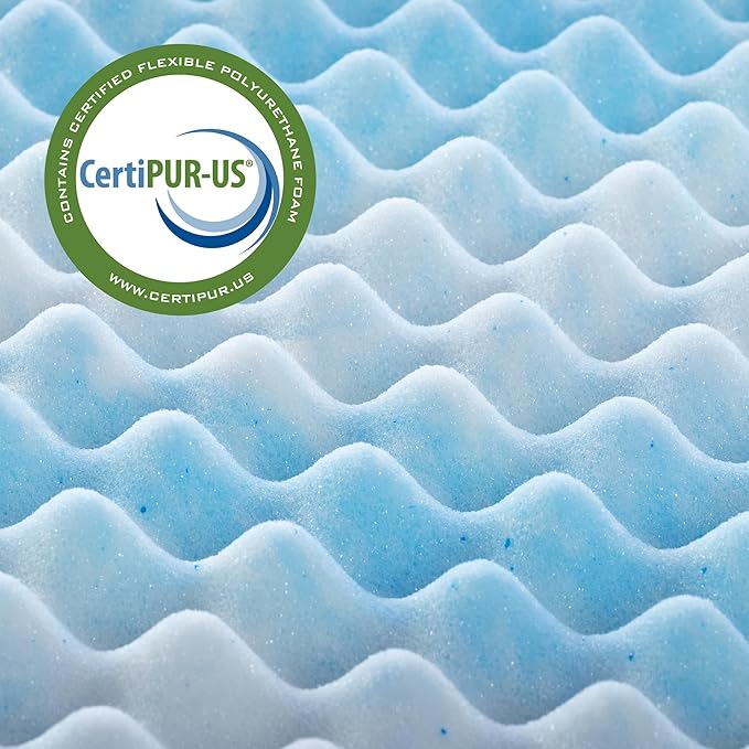 ZINUS 3 Inch Swirl Gel Cooling Memory Foam Mattress Topper, Smaller, More Convenient WonderBox Packaging, Cooling, Airflow Design, CertiPUR-US Certified, King