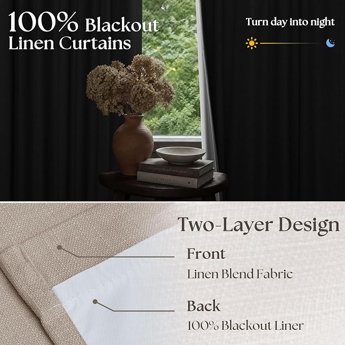 60 Inch Extra Wide 100% Blackout 102 Inch Curtains 1 Panel, Burlywood Birch | - Image 5