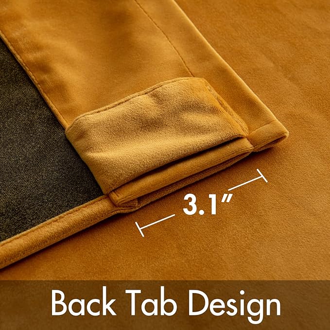 MIULEE Velvet Blackout Curtains 52x96 inches 2 Panels Mustard Yellow | Luxury - Image 3
