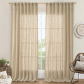 84 Inch Long Linen Curtains for Living Room Bedroom 2 Panels Set | Natural by LAMIT