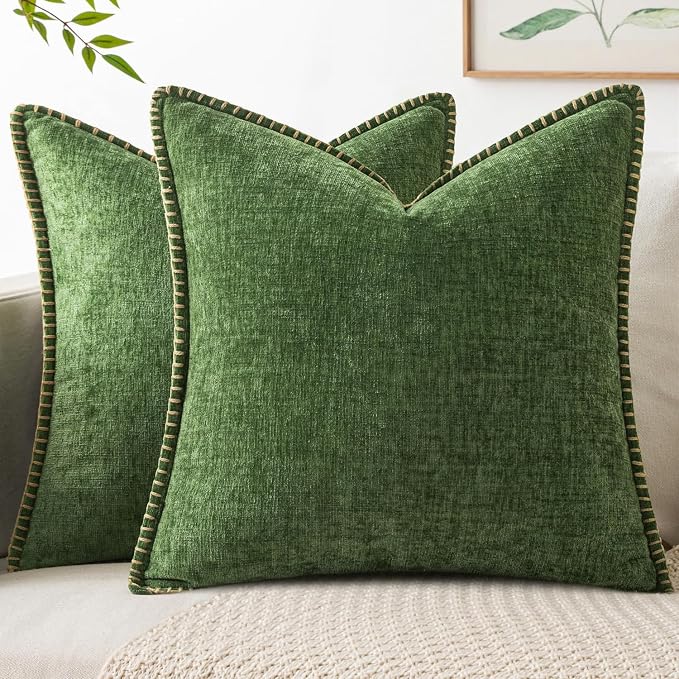 MIULEE Decorative Couch Throw Pillow Covers 20x20 Inch Forest Green 2 Pack | by MIULEE