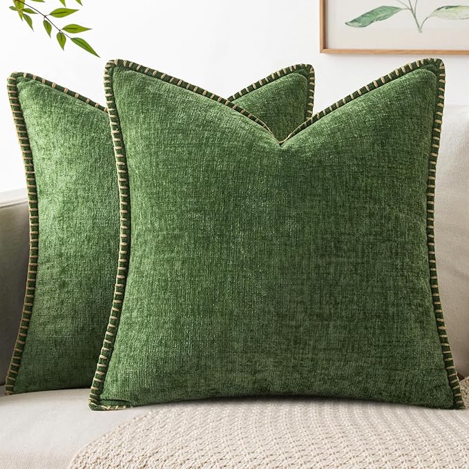 MIULEE Decorative Couch Throw Pillow Covers 18x18 Inch Forest Green 2 Pack | by MIULEE