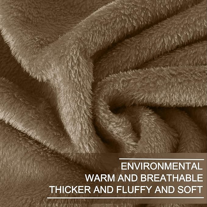Fleece Blankets for All Season - Premium Lightweight Anti-Static Throw for King Size Bed Extra Soft Brush Fabric Warm Sofa Thermal Blanket 90" x 108"(Taupe)