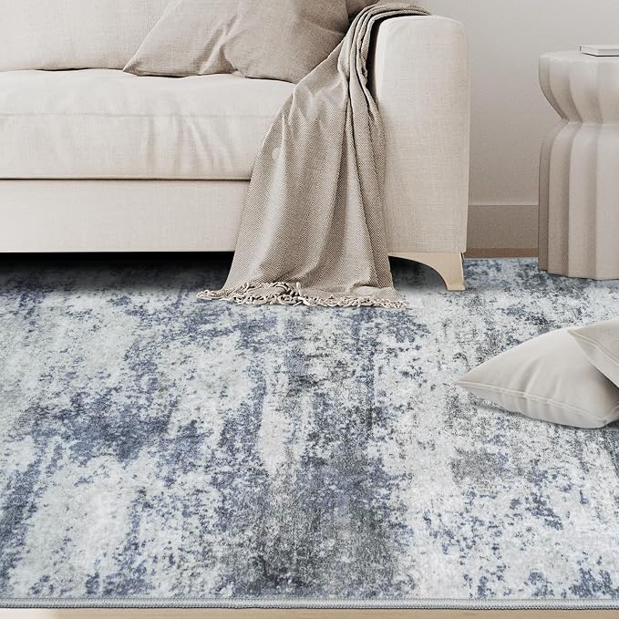 Aelenmu 10x14 Area Rugs for Living Room Washable Dining Room Blue Grey | Modern - Image 3